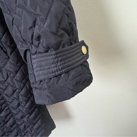 Cole Haan Quilted Coat Jacket Pockets Zipper Lined Belted Straight Minimalist M - Picture 10 of 15